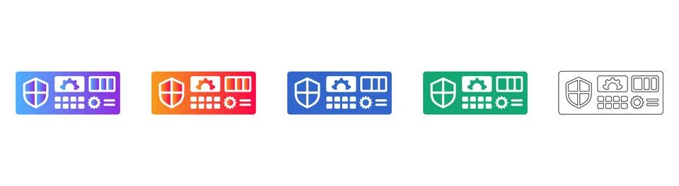 Security System Settings Interface Icon Set Illustrazione stock