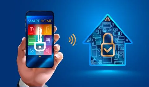 Security system for smart home. iot protaction concept Stock Illustration