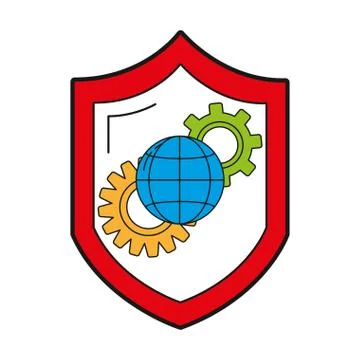 Security system support cartoon Illustrazione stock