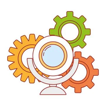 Security system support cartoon Illustrazione stock