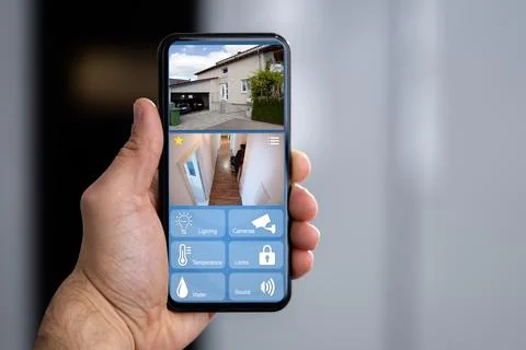 Security System Technology And Surveillance Apps Stock Photos