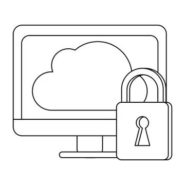 Security system technology black and white Stock Illustration