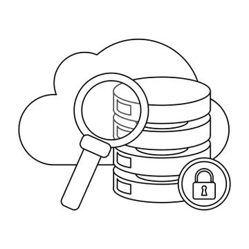 Security system technology black and white Illustrazione stock
