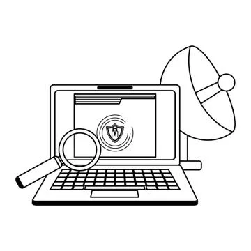 Security system technology in black and white Stockillustratie