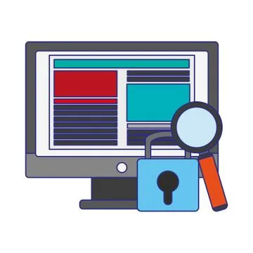 Security system technology blue lines Illustrazione stock