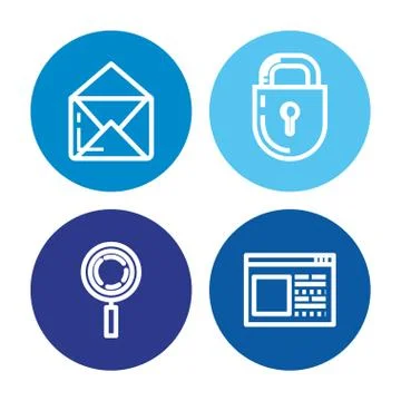 Security system technology icons Illustrazione stock