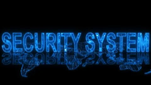 Security system text technology earth map glowing Stock Illustration