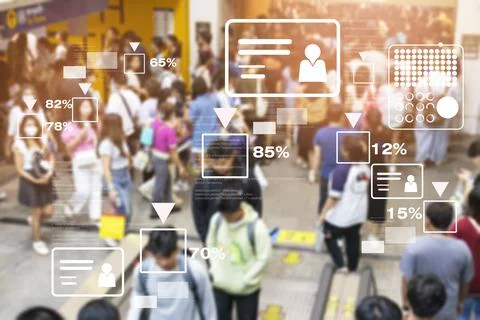 Security system using facial recognition technology and personal data for t.. Stock Photos