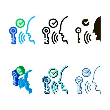 Security system voice control icon multipack vector Stock Illustration