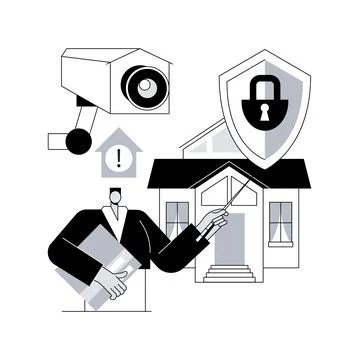 Security systems design abstract concept vector illustration. Ilustración de archivo
