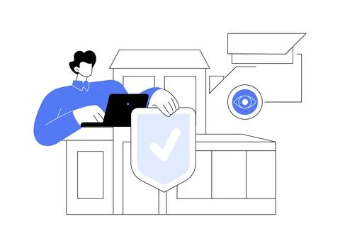 Security systems design abstract concept vector illustration. Ilustración de archivo