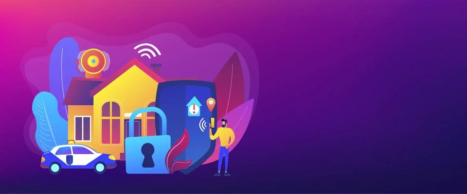 Security systems design concept banner header Ilustración de archivo