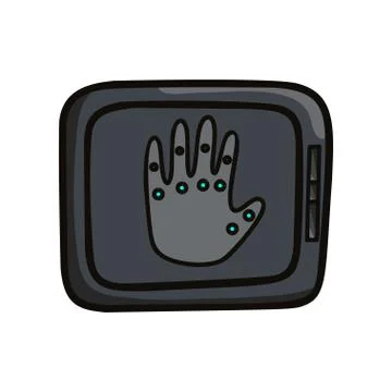 Security tablet device with point scan of human hand Illustrazione stock