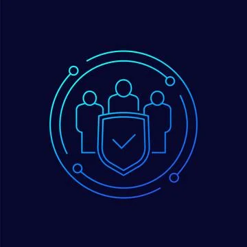 Security team icon, linear design Stock Illustration