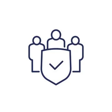 Security team line icon, vector Stock Illustration