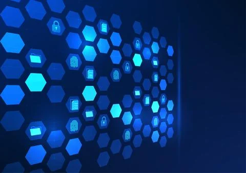 Security technology background, hexagon geometric shapes, inside there is a.. 스톡 일러스트