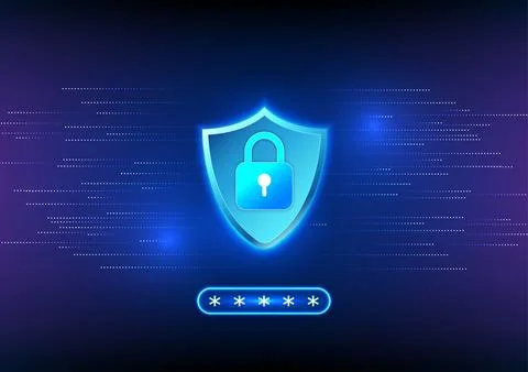 Security technology The lock inside the shield is a security technology in .. Stock Illustration