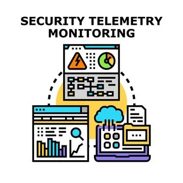 Security telemetry monitoring analyzing data digital protection Stock Illustration