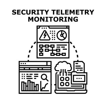 Security telemetry monitoring analyzing data digital protection Stock Illustration