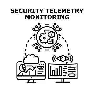 Security telemetry monitoring system processing data Illustrazione stock