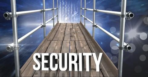 Security Text with 3D Scaffolding and space interface Illustrazione stock