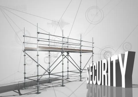 Security Text with 3D Scaffolding and connections イラスト素材