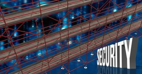 Security Text with 3D Scaffolding 스톡 일러스트