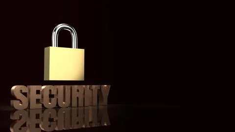 Security text and master key 3d rendering image. 스톡 일러스트