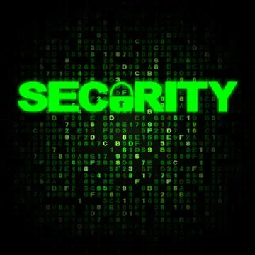 Security text with closed padlock on hex code illustration イラスト素材