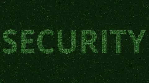 SECURITY text made with many symbols on computer screen, 3d rendering Stock Illustration
