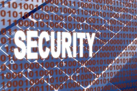 Security text over binary code Stock Illustration