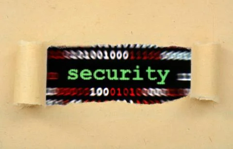 Security text on ripped paper Illustrazione stock