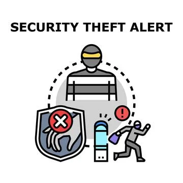 Security theft alert concept detecting robbery and fraud Stock Illustration