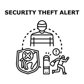 Security theft alert concept detecting robbery and fraud Stock Illustration