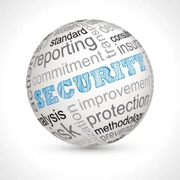 Security theme sphere with keywords Stock Illustration