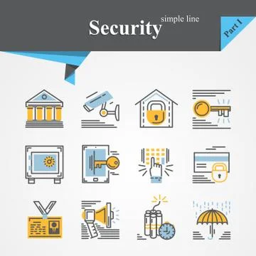 Security thin line icon set Stock Illustration