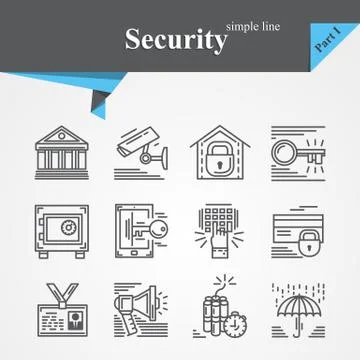 Security thin line icon set Stock Illustration