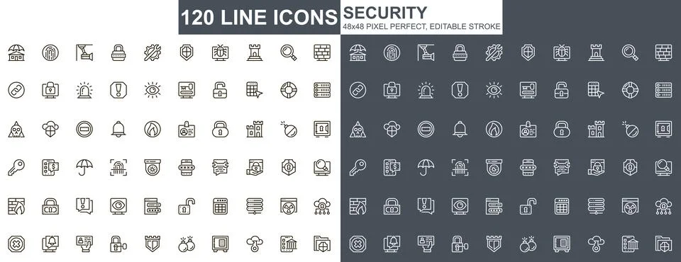 Security thin line icons set. Stock Illustration