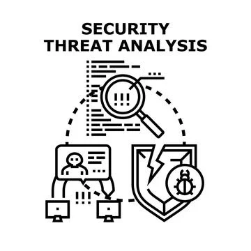 Security threat analysis detecting online vulnerability Stockillustratie