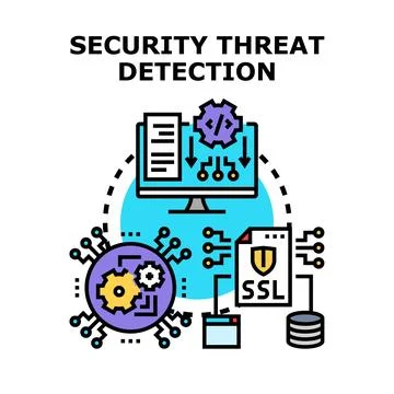 Security threat detection system concept developing secure software Stock Illustration