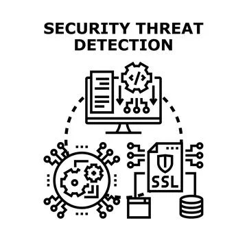 Security threat detection system concept developing secure software Stock Illustration