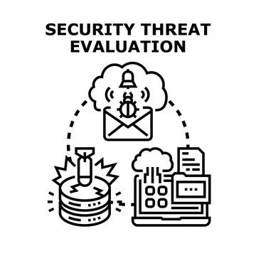 Security threat evaluation and cyber protection concept Stockillustratie