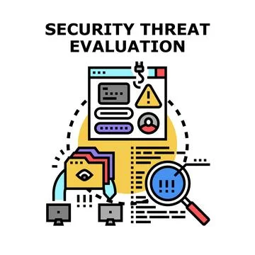 Security threat evaluation, assessing cyber risk and data protection Illustrazione stock