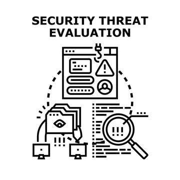 Security threat evaluation, assessing cyber risk and data protection Illustrazione stock