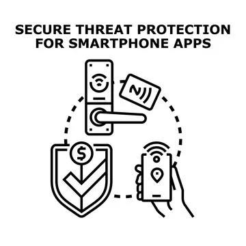 Security threat protection for smartphone apps concept Stock Illustration