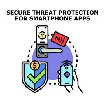 Security threat protection for smartphone apps concept Ilustração Stock