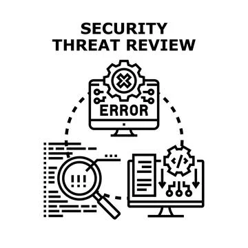 Security threat review process analyzing system vulnerabilities Illustrazione stock