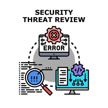 Security threat review process analyzing system vulnerabilities Stock Illustration