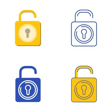 Security token icon set in flat and line style Illustrazione stock