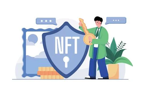 Security Token NFT Illustration concept on white background Stock Illustration